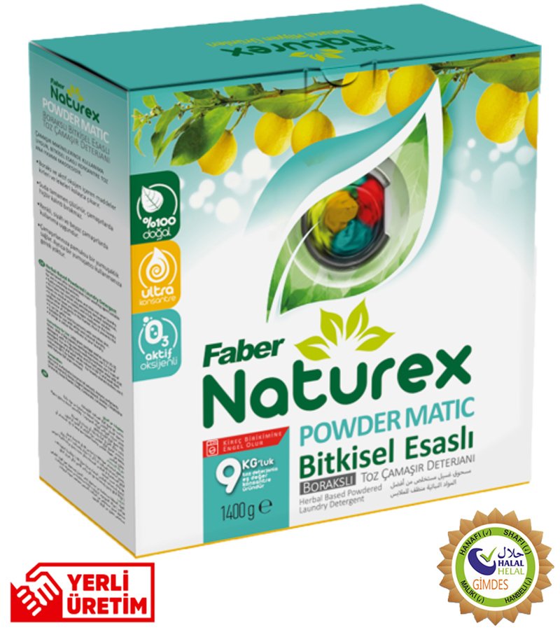 Faber Naturex Borakslı Renkli Beyaz Toz Çamaşır Deterjanı (1.4 kg Kutu)