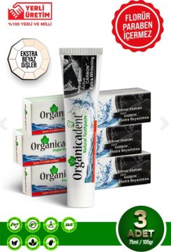 Organicadent Aktif Karbonlu Doğal Diş Macunu 105gr*3lü set