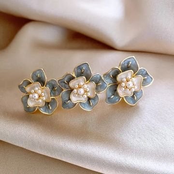 Vintage Mavi Çiçek Toka