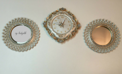 Üçlü Dekoratif Saat ve Ayna Takımı