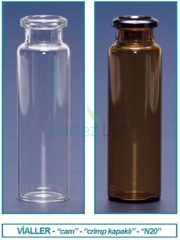 İSOLAB 097.03.001 vial - crimp kapak - N20 - 22.5x46 mm - 10 ml - şeffaf (100 adet)