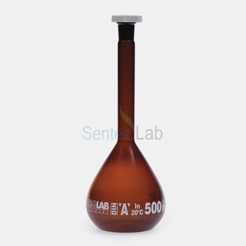 ISOLAB Balon Joje - Standart - Amber - A Kalite - Grup Sertifikalı - Beyaz Skala - 5 ml - NS 10/19 / 2 Adet