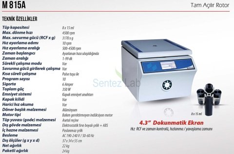 Elektromag M815 A (Açılır Başlık) Genel Amaçlı Santrifüj  4500 rpm / 8X15 ml