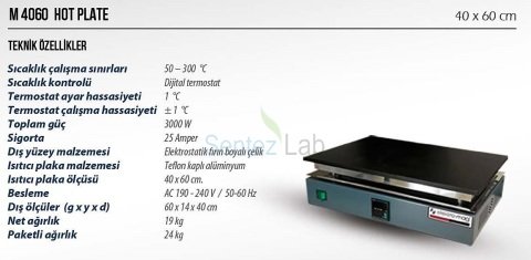 Elektromag M 4060  Isıtıcı Tabla (Hot Plate)  40X60 cm/300 °C