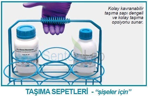 İSOLAB 062.66.901 şişe sepeti - tel - 1000 ml şişeler için