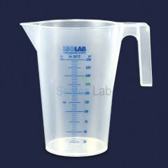 ISOLAB Beher Kulplu P.P Kısa Form Mavi Skala 500 ml