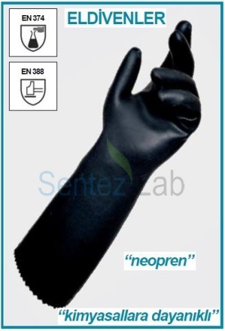 İSOLAB 080.23.007 eldiven - neopren - kimyasal koruma - small (1 çift)