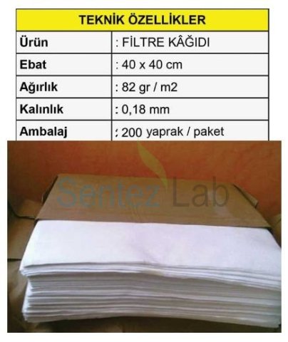 Achem Kaba Filtre Kağıdı 40 x 40 cm Ağırlık 82 gr/m2 Kalınlık 0,18 mm 200 Adet