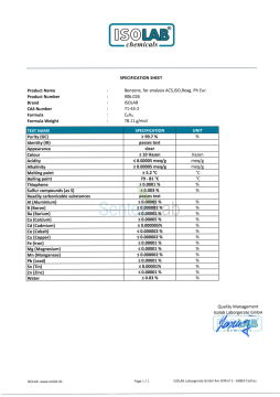 ISOLAB Benzene For Analysis Acs, Iso, Reag. pH Eur.  71-43-2  2.5 L  Cam Şişe