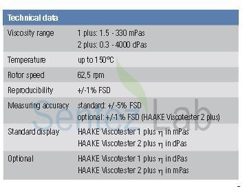 Thermo Scientific HAAKE Viscotester 2 plus El Tipi Vizkozimetre 0.3 - 4 000 dPa.s  (30 - 400 000 mPa.s)