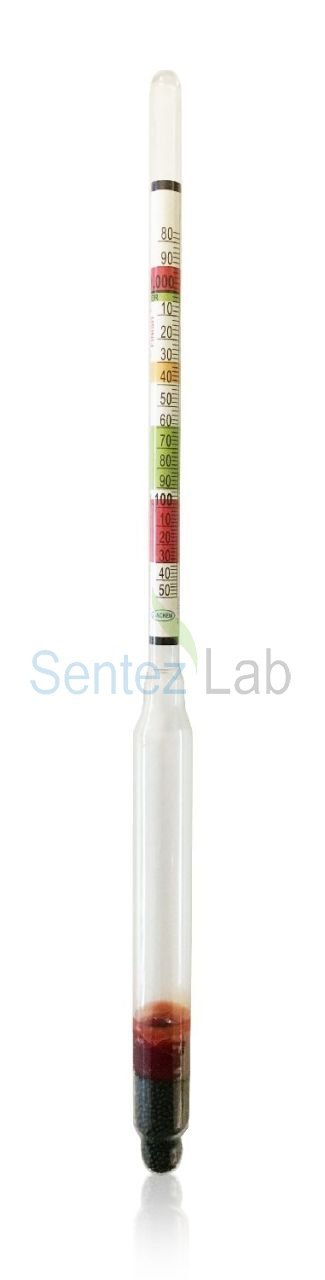Achem Mustimetre Termometreli (Hidrometre) (Şarap Tipi) 20 °C 0990-1150