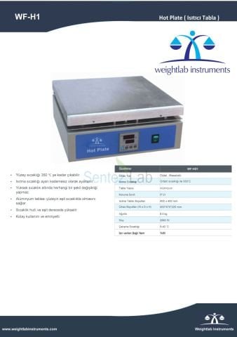 Weightlab WF-Hd1 Dijital Hotplate (Isıtıcı Tabla)  Rt... 350 °C