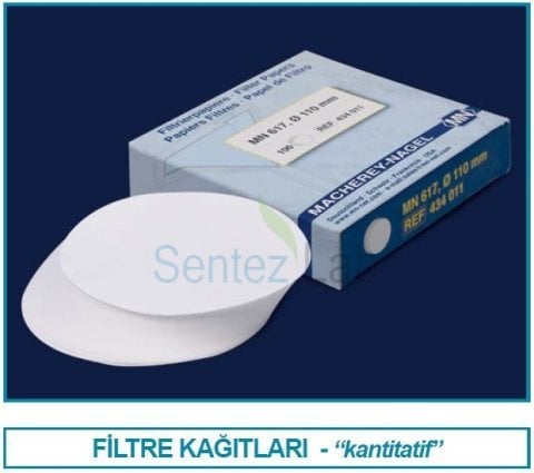 İSOLAB 105.02.110 filtre kağıdı - kantitatif - M&Nagel - 110 mm - beyaz bant - orta akış hızı (100 adet)