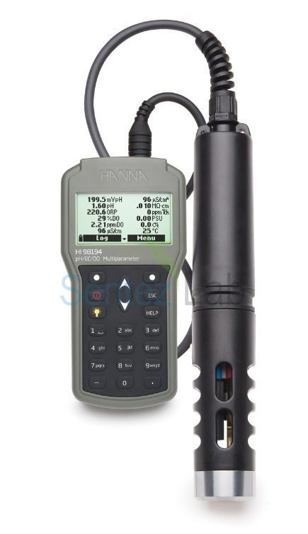 Hanna HI98194 Multiparametre Ölçer pH / ORP / EC / TDS / Tuzluluk / DO / Basınç / Sıcaklık Su Geçirmez Ölçüm Cihazı 4 m Kablo ile