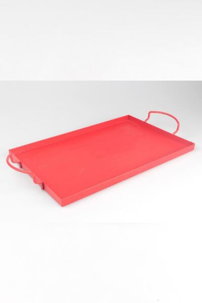 İkram Dünyası Galvaniz Sunum Tepsi Kırmızı Mat 25*37 cm