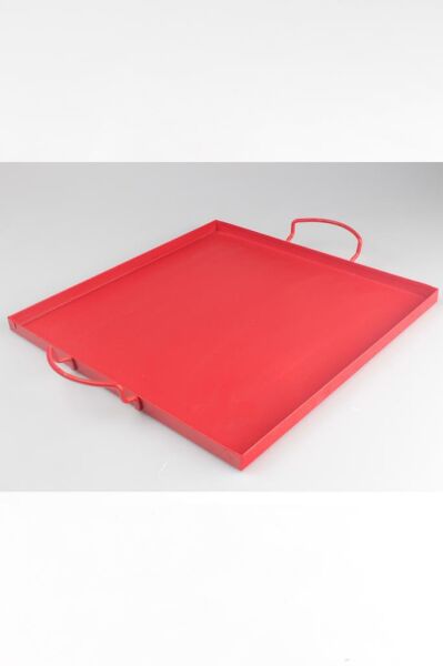 İkram Dünyası Galvaniz Sunum Tepsi Mat Kırmızı 28,5*28,5 cm