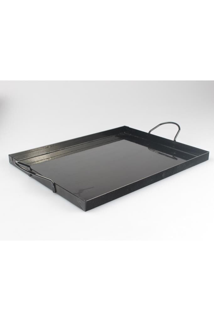 İkram Dünyası Galvaniz Sunum Tepsi Parlak Siyah 28,5*28,5 cm