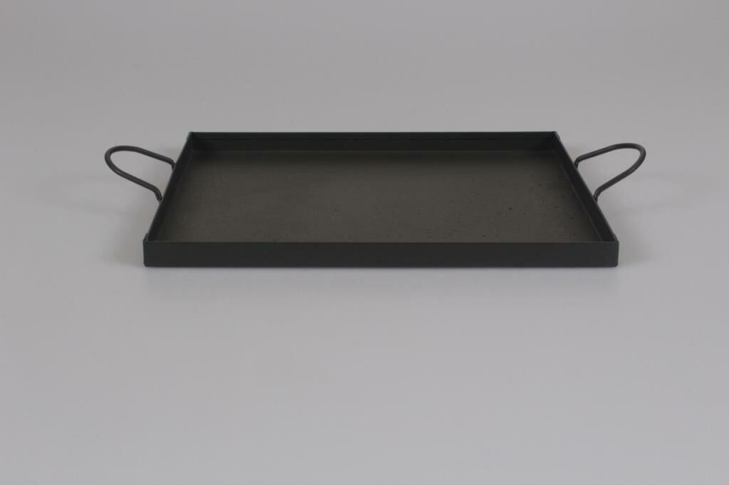 Galvaniz Dikdörtgen Tepsi Kulplu Füme Renk 24 Cm