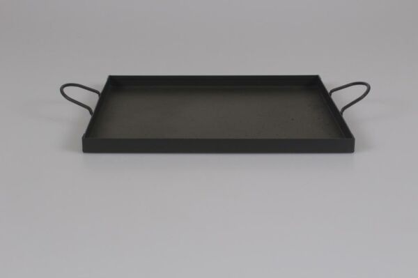 Galvaniz Dikdörtgen Tepsi Kulplu Füme Renk 24 Cm