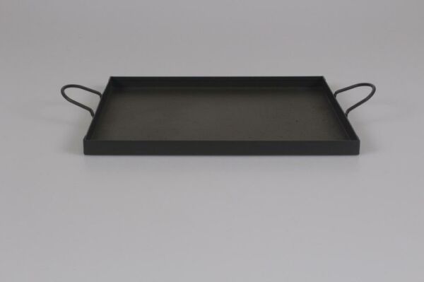 Galvaniz Dikdörtgen Tepsi Kulplu Füme Renk 24 Cm