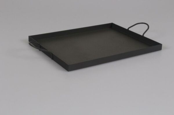 Galvaniz Dikdörtgen Tepsi Kulplu Füme Renk 24 Cm