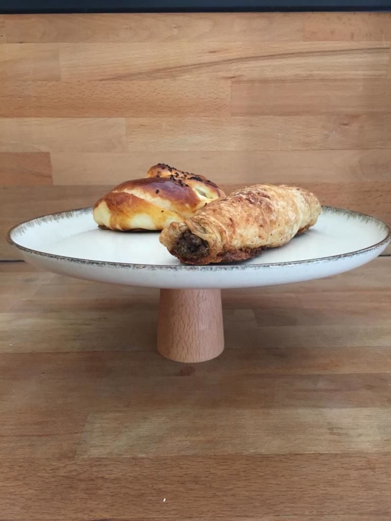 Ahşap Ayaklı Pearl Renkli 25 cm Servis Tabağı 6 cm yükseklik