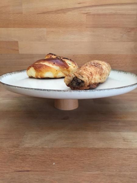 Ahşap Ayaklı Pearl Renkli 25 cm Servis Tabağı 6 cm yükseklik