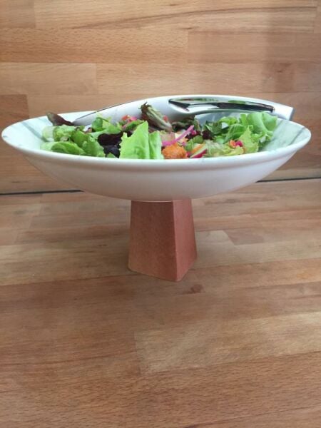 Ahşap Ayaklı Kütahya Porselen Desenli Çukur Tabak 25 cm Servis Tabağı