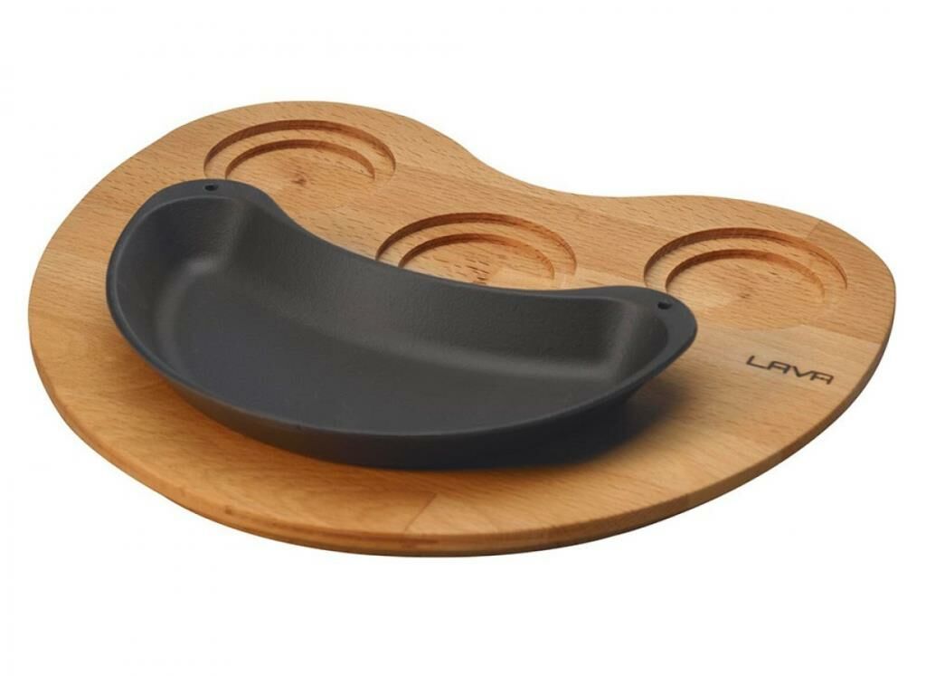 Lava Ahşap Altlıklı Döküm Demir Fajita Tavası 10x20 cm