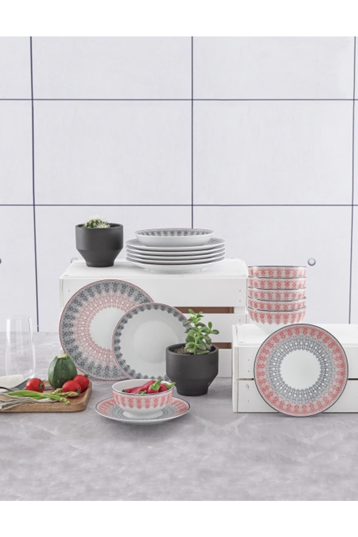 Güral Porselen Atina 24 Parça Yemek Seti Bantlı 54041