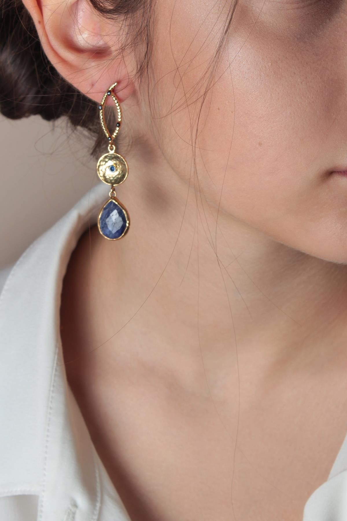 Zarias's Küpe Stephanie Kök Taş Safir