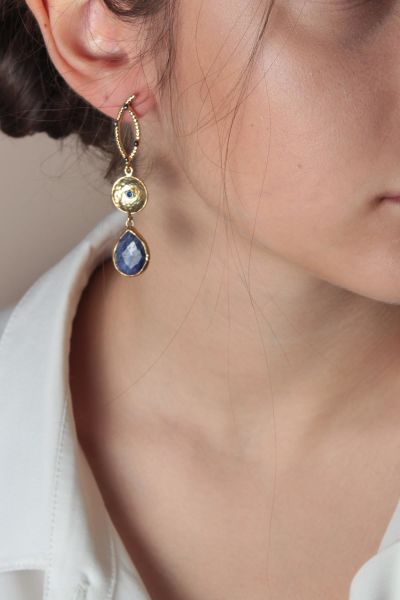 Zarias's Küpe Stephanie Kök Taş Safir