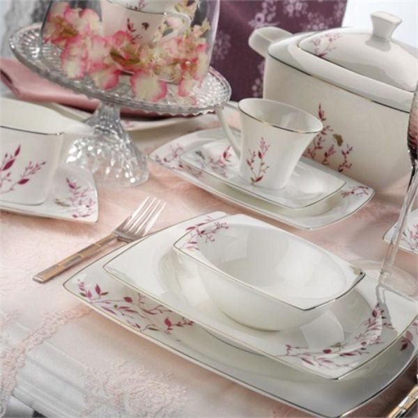 Kütahya Porselen Aliza Bone 83 Parça 65115 Desenli Yemek Takımı
