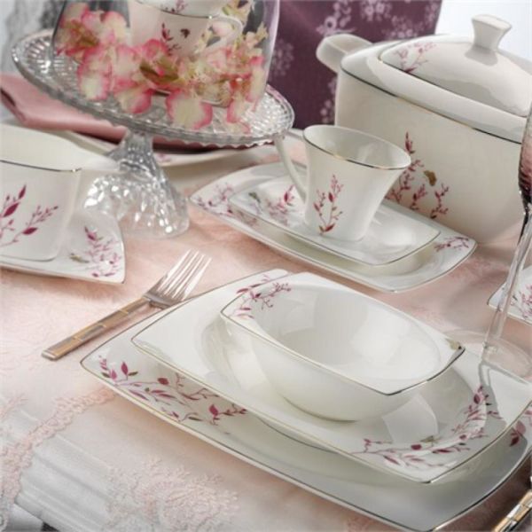 Kütahya Porselen Aliza Bone 83 Parça 65115 Desenli Yemek Takımı