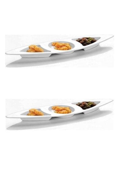 Kütahya Porselen Tavola 20 cm 3 Bölmeli Kahvaltı,Sos,Meze,Çerez Tabağı
