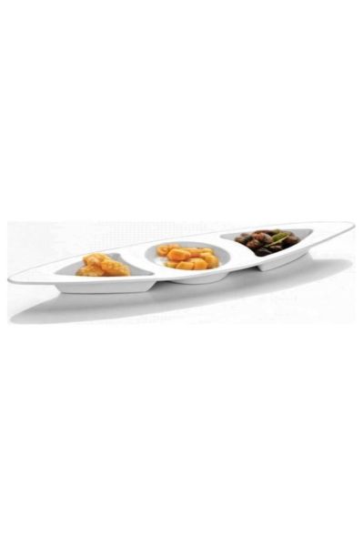 Kütahya Porselen Tavola 20 cm 3 Bölmeli Kahvaltı,Sos,Meze,Çerez Tabağı