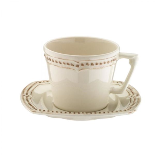 Naturaceram Dot Line Çay Takımı Eskitme Krem