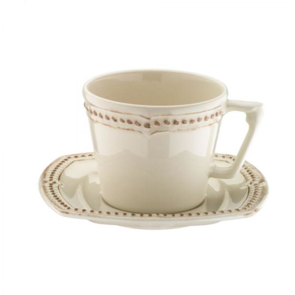 Naturaceram Dot Line Çay Takımı Eskitme Krem