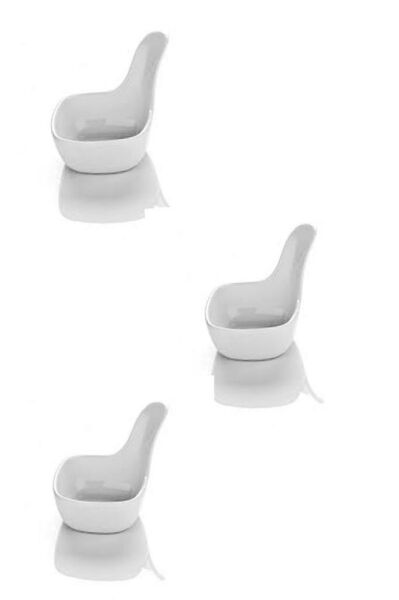 Kütahya Porselen Tavola 7 cm Mini Kare Kaşık Sosluk Reçellik Kahvaltı,Sos,Meze,Çerez Tabağı 3 lü