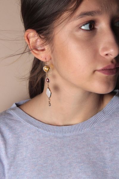 Zarias's Küpe Fiona Sarı Taşlı