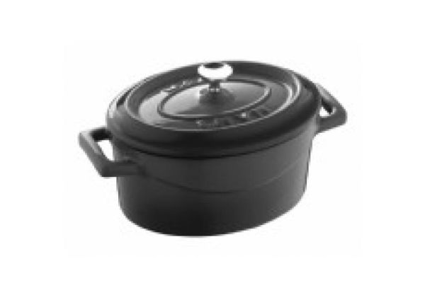 Lava Trendy Oval Mini Döküm Demir Tencere 12x9 cm Gri
