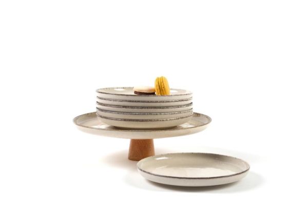 İkram Dünyası Ahşap Ayaklı Pearl Pasta Seti Tarçın 7 Parça