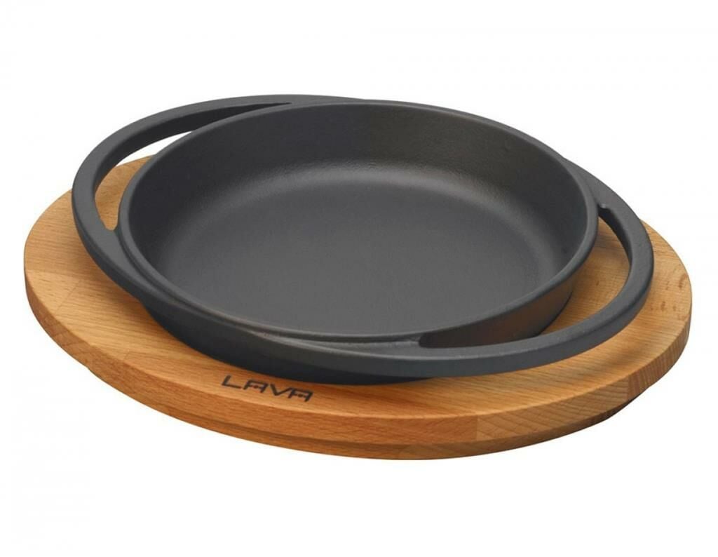 Lava Ahşap Altlıklı Döküm Demir Yuvarlak Tava Çap (Ø) 16 cm