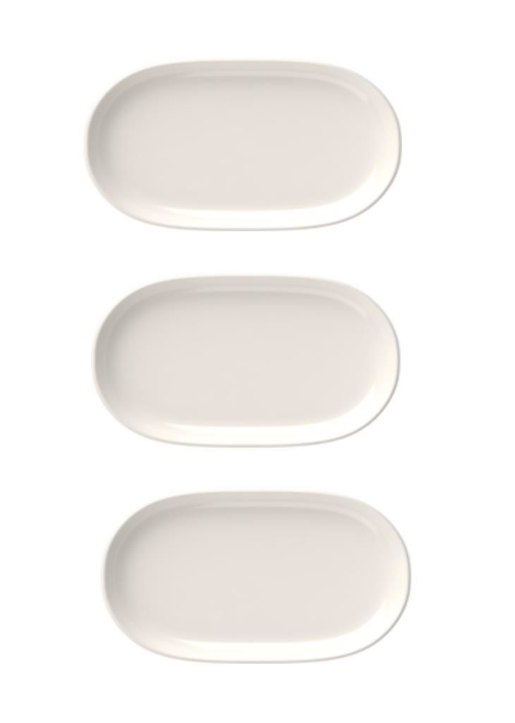İkram Dünyası Magnus 14 cm Oval Kayık Kahvaltılık,Mezelik,Çerezlik Tabak 3 lü