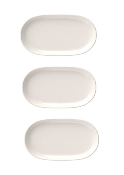 İkram Dünyası Magnus 14 cm Oval Kayık Kahvaltılık,Mezelik,Çerezlik Tabak 3 lü