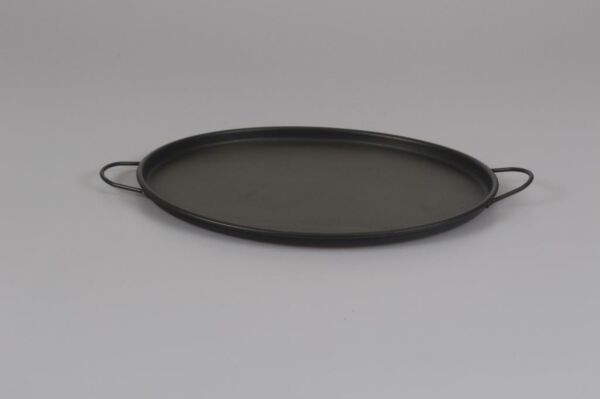 Galvaniz Yuvarlak Kulplu Tepsi Füme Renk 25 Cm