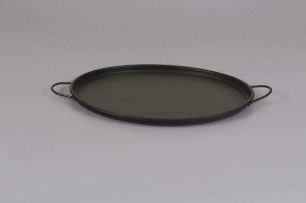 Galvaniz Yuvarlak Kulplu Tepsi Füme Renk 25 Cm