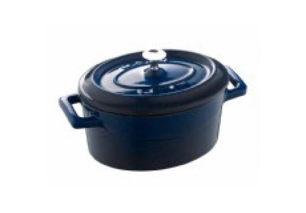 Lava Trendy Oval Mini Döküm Demir Tencere 12x9 cm Mavi