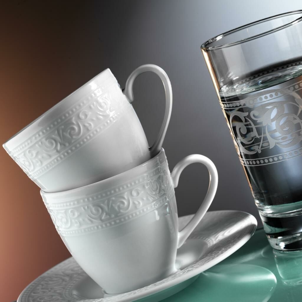 Kütahya Porselen Açelya 6 Kişilik Su Bardaklı Kahve Fincan Takımı