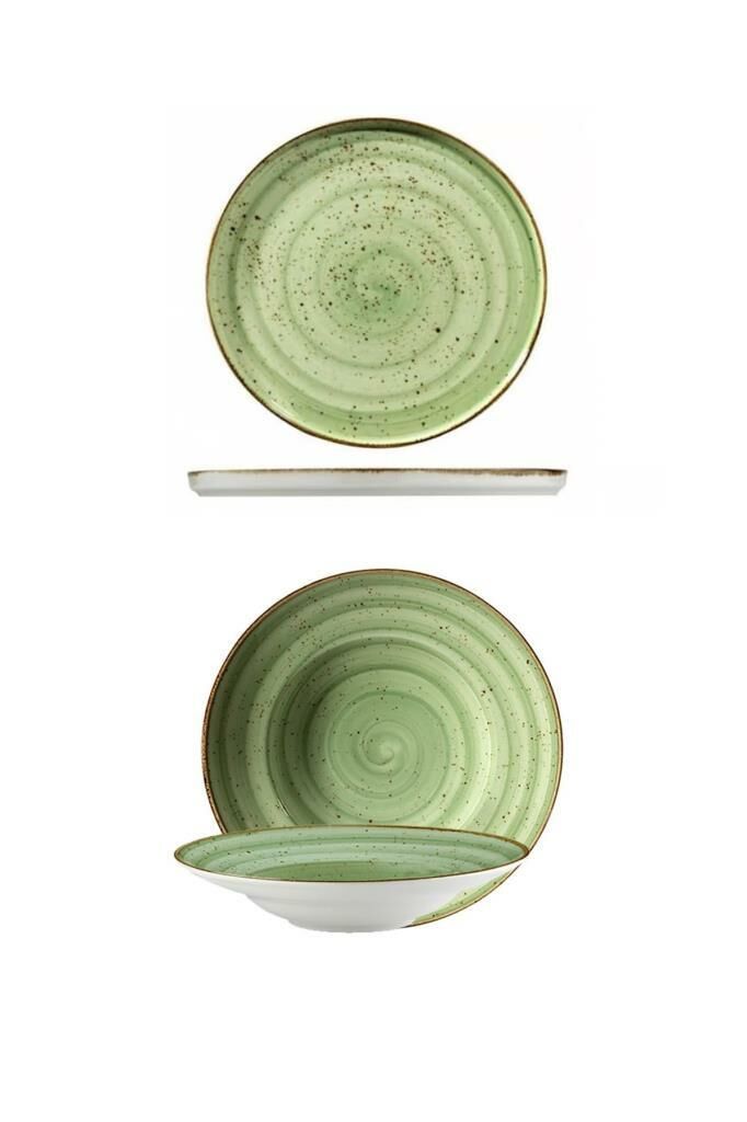 Kütahya Poselen Corendon 27 cm Spagetti Makarna Tabağı ve 20 cm Rotondo Pizza Servis Sunum Tabağı